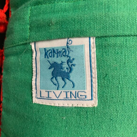 Karma Living Owl Fringe Throw Pillow 16x16 Green Background - Picture 3 of 8